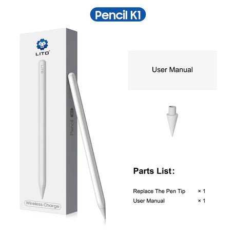 Stylus Lito Stylus Pen (K1), Wireless Charging, Palm Rejection, 90mAh, for iPad, Alb