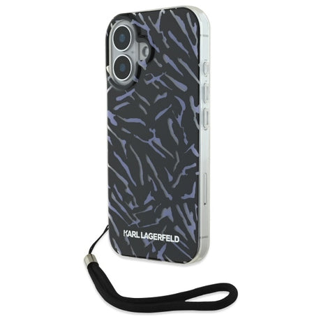 Husa de protectie Karl Lagerfeld Hardcase (KLHCP16MHZBPKCCU) compatibil cu iPhone 16 Plus, Mov Zebra With Cord