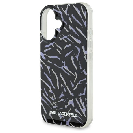 Husa de protectie Karl Lagerfeld Hardcase (KLHCP16MHZBPKCCU) compatibil cu iPhone 16 Plus, Mov Zebra With Cord
