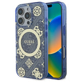 Husa de protectie Guess IML Peony On 4G Background MagSafe (GUHMP16LH4PYEEB) compatibil cu iPhone 16 Pro, Albastru