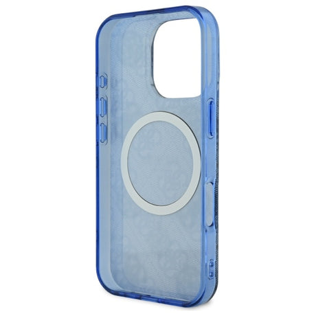 Husa de protectie Guess IML Peony On 4G Background MagSafe (GUHMP16LH4PYEEB) compatibil cu iPhone 16 Pro, Albastru
