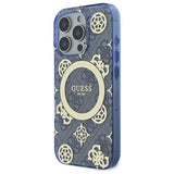 Husa de protectie Guess IML Peony On 4G Background MagSafe (GUHMP16LH4PYEEB) compatibil cu iPhone 16 Pro, Albastru