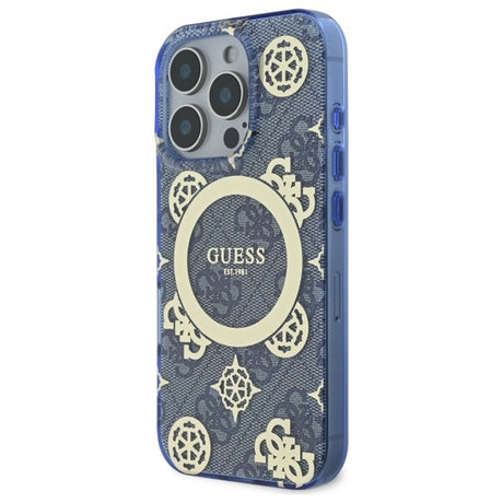 Husa de protectie Guess IML Peony On 4G Background MagSafe (GUHMP16LH4PYEEB) compatibil cu iPhone 16 Pro, Albastru