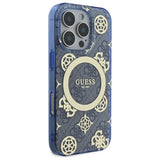 Husa de protectie Guess IML Peony On 4G Background MagSafe (GUHMP16LH4PYEEB) compatibil cu iPhone 16 Pro, Albastru