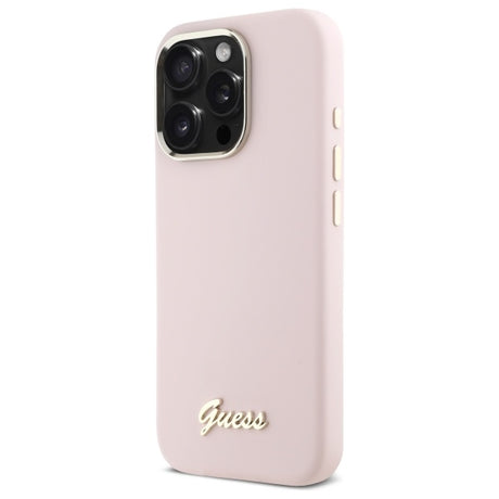 Husa de protectie Guess Silicone Script compatibil cu iPhone 16 Pro Max, Roz