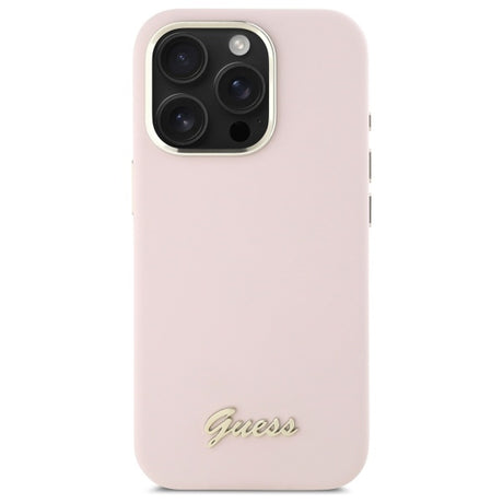 Husa de protectie Guess Silicone Script compatibil cu iPhone 16 Pro Max, Roz