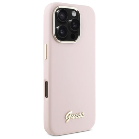 Husa de protectie Guess Silicone Script compatibil cu iPhone 16 Pro Max, Roz