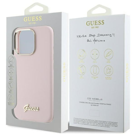 Husa de protectie Guess Silicone Script compatibil cu iPhone 16 Pro Max, Roz
