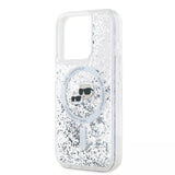 Husa de protectie Karl Lagerfeld Liquid Glitter MagSafe (KLHMP15LLGKCSGH) compatibil cu iPhone 15 Pro, Transparent Karl&Choupette Head
