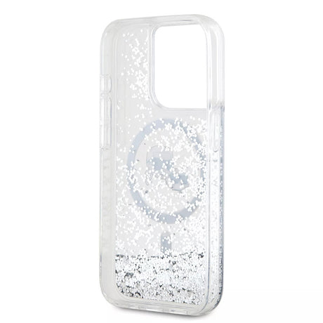 Husa de protectie Karl Lagerfeld Liquid Glitter MagSafe (KLHMP15LLGKCSGH) compatibil cu iPhone 15 Pro, Transparent Karl&Choupette Head