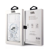 Husa de protectie Karl Lagerfeld Liquid Glitter MagSafe (KLHMP15LLGKCSGH) compatibil cu iPhone 15 Pro, Transparent Karl&Choupette Head