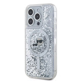 Husa de protectie Karl Lagerfeld Liquid Glitter MagSafe (KLHMP15LLGKCSGH) compatibil cu iPhone 15 Pro, Transparent Karl&Choupette Head