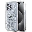 Husa de protectie Karl Lagerfeld Liquid Glitter MagSafe (KLHMP15LLGKCSGH) compatibil cu iPhone 15 Pro, Transparent Karl&Choupette Head