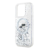 Husa de protectie Karl Lagerfeld Liquid Glitter MagSafe (KLHMP15XLGKCSGH) compatibil cu iPhone 15 Pro Max, Transparent Karl&Choupette Head