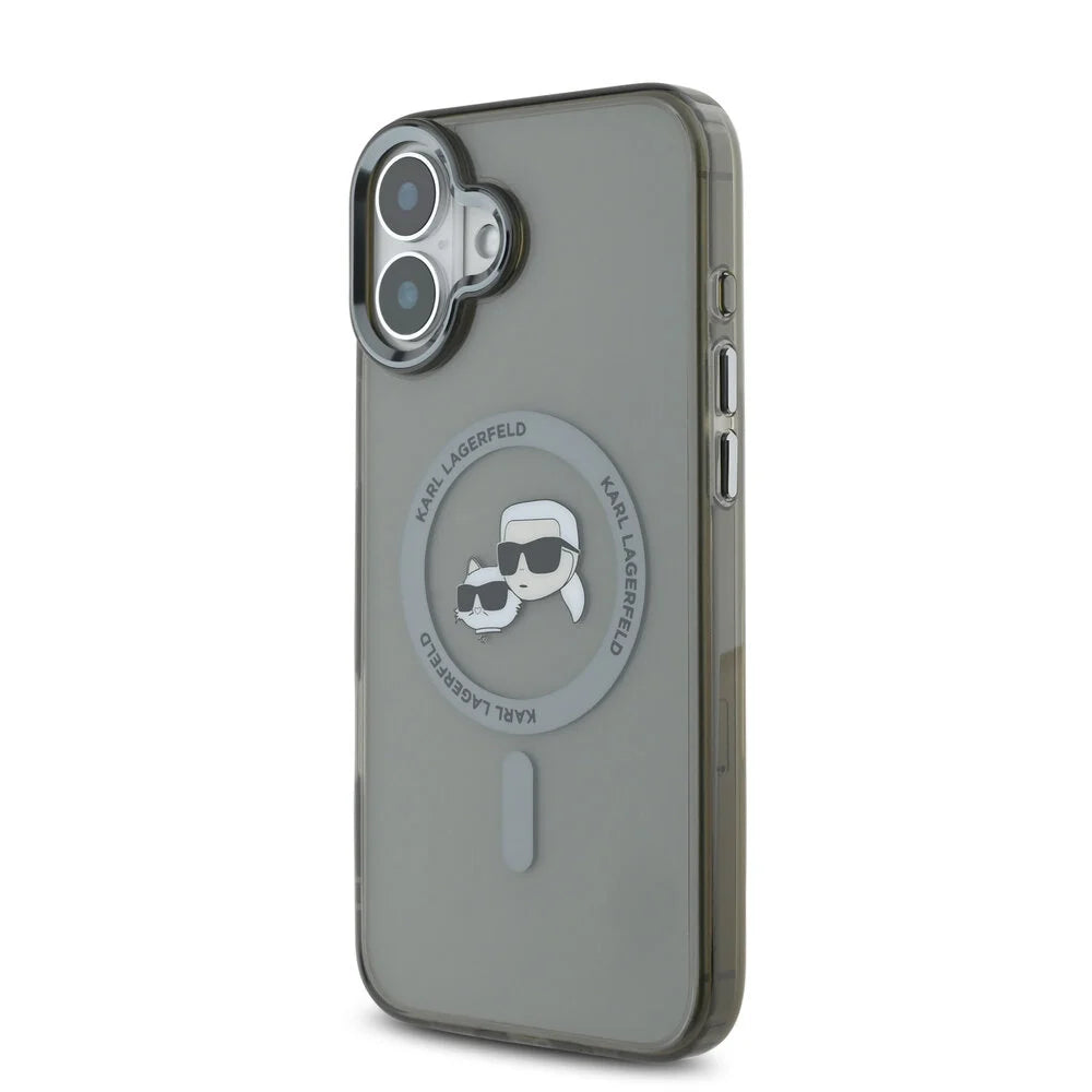 Husa de protectie Karl Lagerfeld IML MagSafe (KLHMP16MHLSKCK) compatibil cu iPhone 16 Plus, Metal Karl&Choupette Head