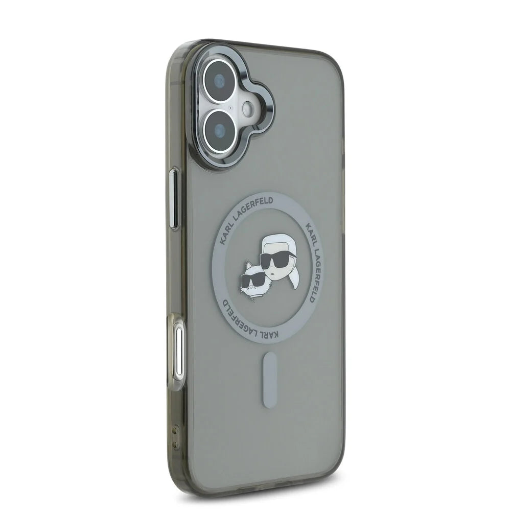 Husa de protectie Karl Lagerfeld IML MagSafe (KLHMP16MHLSKCK) compatibil cu iPhone 16 Plus, Metal Karl&Choupette Head