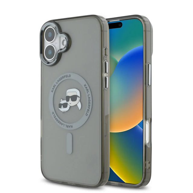 Husa de protectie Karl Lagerfeld IML MagSafe (KLHMP16MHLSKCK) compatibil cu iPhone 16 Plus, Metal Karl&Choupette Head