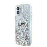 Husa de protectie Karl Lagerfeld Glitter Liquid MagSafe (KLHMP16SLGKCSGH) compatibil cu iPhone 16, Transparent Karl&Choupette Head