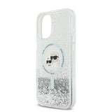 Husa de protectie Karl Lagerfeld Glitter Liquid MagSafe (KLHMP16SLGKCSGH) compatibil cu iPhone 16, Transparent Karl&Choupette Head
