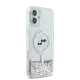 Husa de protectie Karl Lagerfeld Glitter Liquid MagSafe (KLHMP16SLGKCSGH) compatibil cu iPhone 16, Transparent Karl&Choupette Head