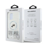 Husa de protectie Karl Lagerfeld Glitter Liquid MagSafe (KLHMP16SLGKCSGH) compatibil cu iPhone 16, Transparent Karl&Choupette Head