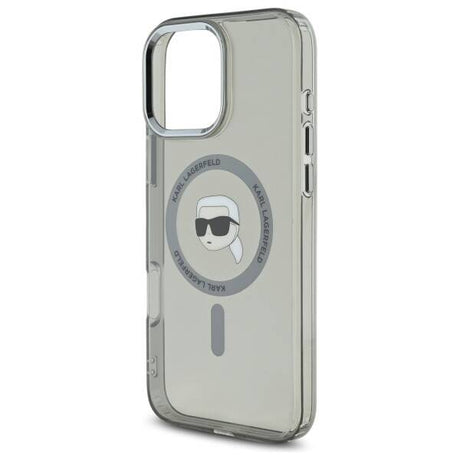 Husa de protectie Karl Lagerfeld IML MagSafe (KLHMP16LHLSKIK) compatibil cu iPhone 16 Pro, Metal Karl`s Head
