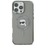 Husa de protectie Karl Lagerfeld IML MagSafe (KLHMP16LHLSKIK) compatibil cu iPhone 16 Pro, Metal Karl`s Head