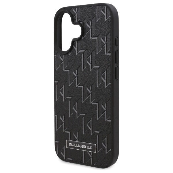 Husa de protectie Karl Lagerfeld Leather MagSafe (KLHMP16SPKHPORPK) compatibil cu iPhone 16, Hot Stamp