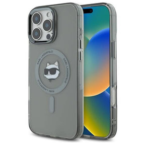 Husa de protectie Karl Lagerfeld IML MagSafe (KLHMP16LHLSCHK) compatibil cu iPhone 16 Pro, Metal Choupette`s Head