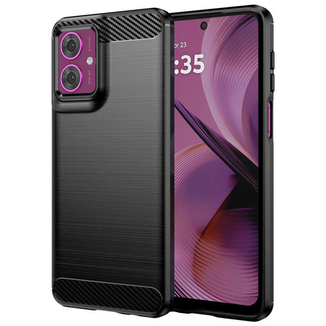 Husa de protectie Techsuit Carbon Silicone compatibil cu Motorola Moto G55, Negru