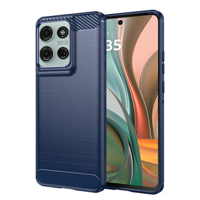 Husa de protectie Techsuit Carbon Silicone compatibil cu Motorola Moto G75, Albastru