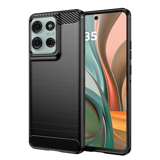 Husa de protectie Techsuit Carbon Silicone compatibil cu Motorola Moto G75, Negru