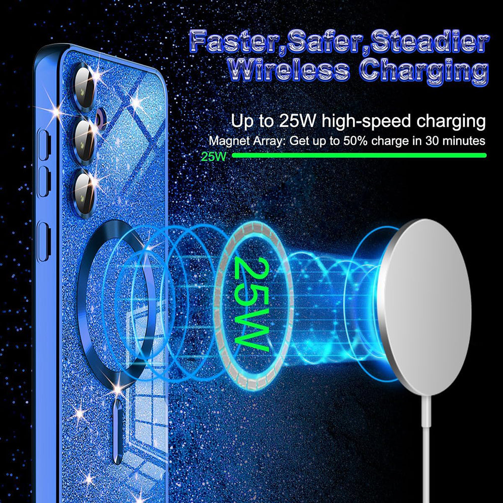 Husa de protectie Techsuit Luxury Glitter MagSafe compatibil cu Samsung Galaxy S25 Ultra, Verde deschis