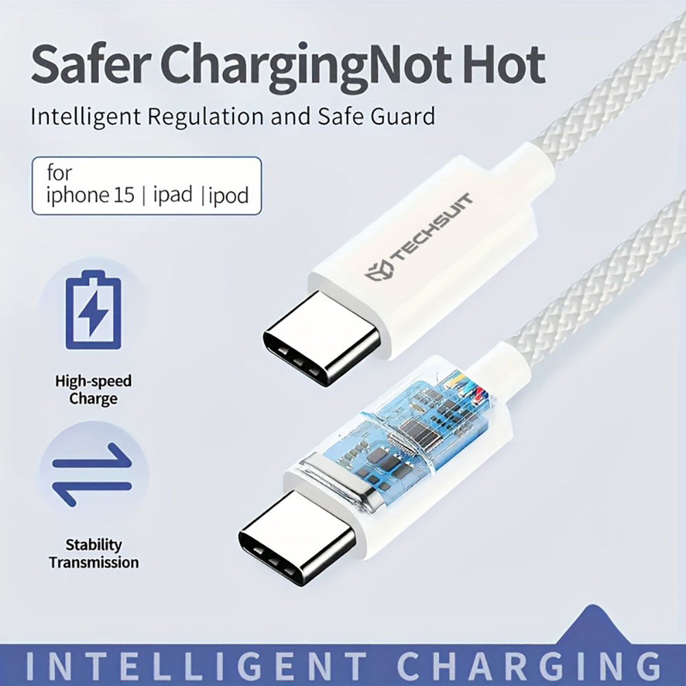 Cablu Techsuit (PCB114D), for Apple, Android, Type-C, Super Fast Charging, PD60W, Flexible, Durable, 1m, Mov