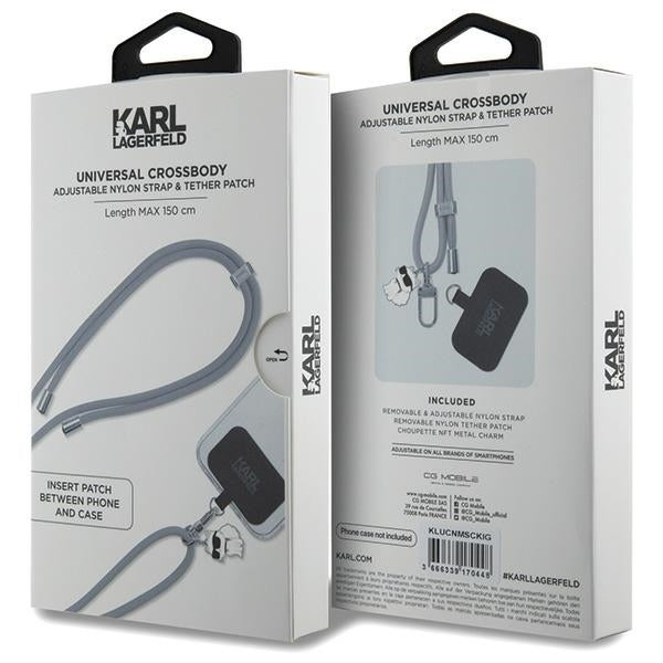 Suport Karl Lagerfeld Crossbody Cord (KLUCNMSCKIG), Universal, Nylon, 150cm, Choupette Grey