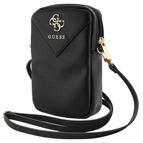 Geanta Guess Universal Phone Pouch Zip Triangle 4G (GUWBZPGSTEGK), Universal, Adjustable Strap, Zip Closure, Negru