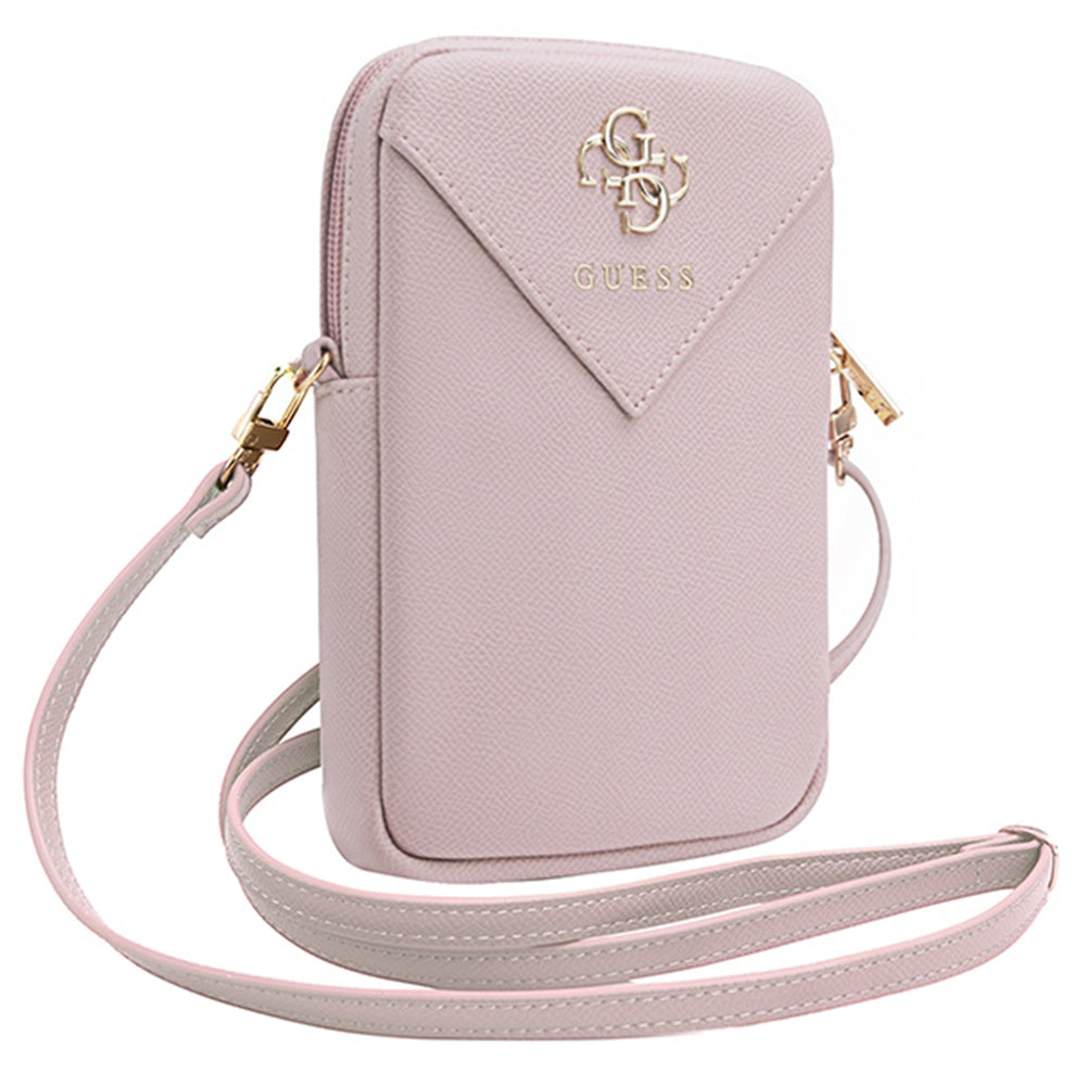 Geanta Guess Universal Phone Pouch Zip Triangle 4G (GUWBZPGSTEGP), Universal, Adjustable Strap, Zip Closure, Roz