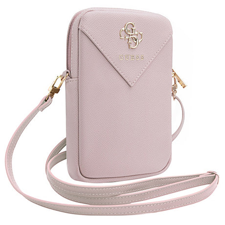 Geanta Guess Universal Phone Pouch Zip Triangle 4G (GUWBZPGSTEGP), Universal, Adjustable Strap, Zip Closure, Roz