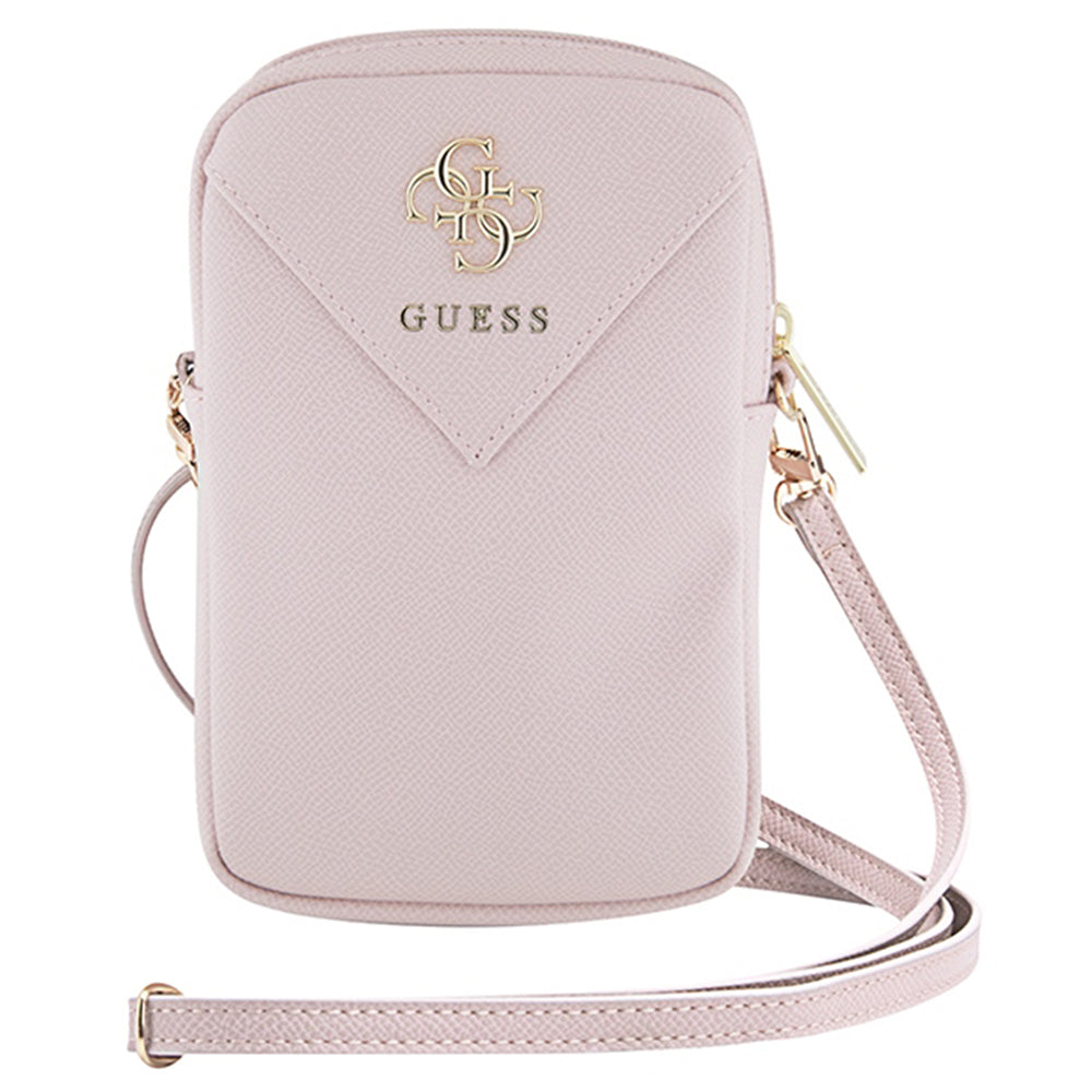 Geanta Guess Universal Phone Pouch Zip Triangle 4G (GUWBZPGSTEGP), Universal, Adjustable Strap, Zip Closure, Roz