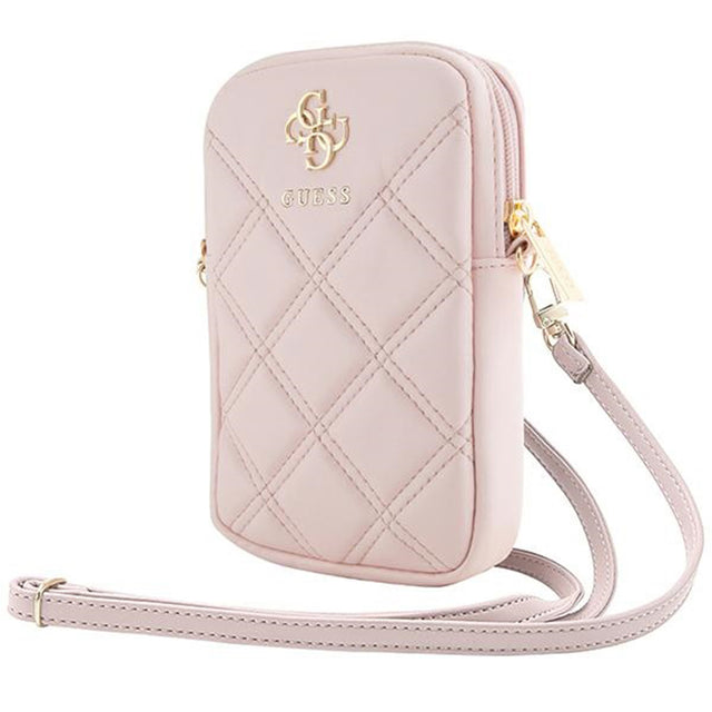 Geanta Guess Universal Phone Pouch Zip Quilted 4G (GUWBZPSQSSGP), Universal, Adjustable Strap, Zip Closure, Roz