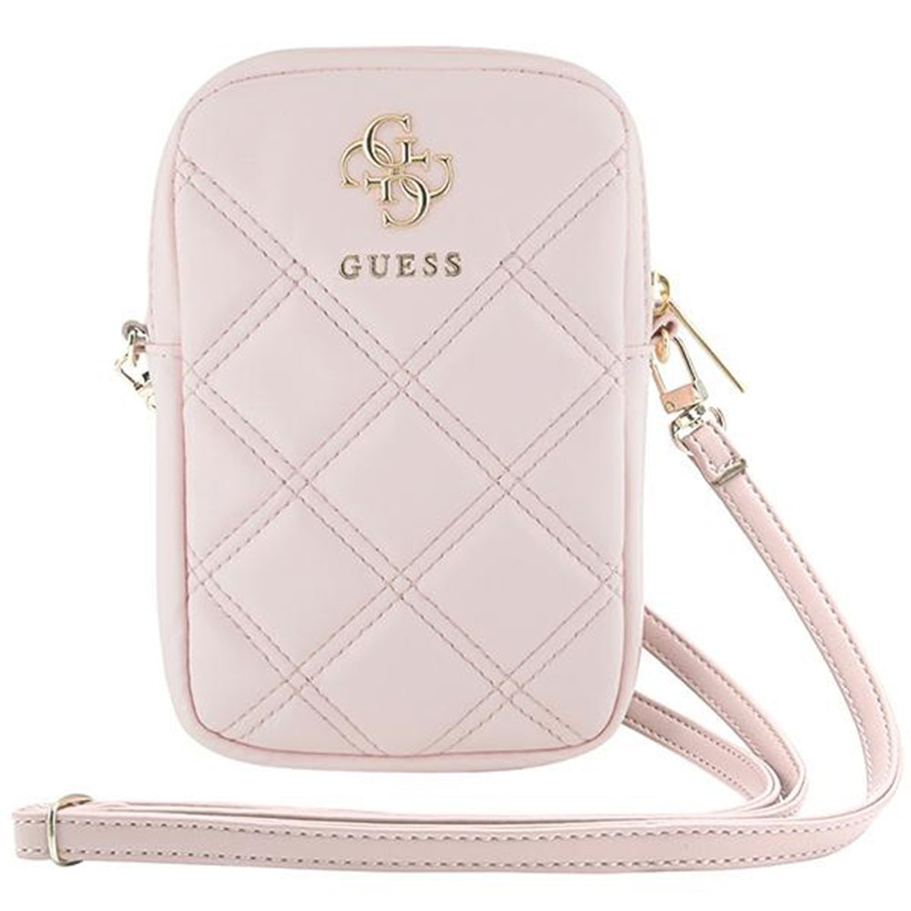 Geanta Guess Universal Phone Pouch Zip Quilted 4G (GUWBZPSQSSGP), Universal, Adjustable Strap, Zip Closure, Roz