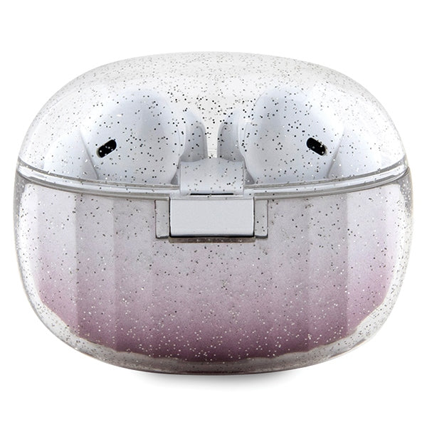 Casti Guess (GUTWSHDGKEEP), Bluetooth 5.3, TWS, USB-C, with Docking Station, IPX4, Glitter Pink Gradient