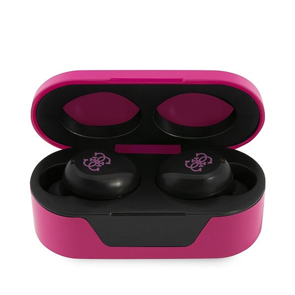 Casti Guess (GUTWST31EM), Bluetooth 5.0, TWS, USB-C, with LED Display, Docking Station, IPX4, Magenta