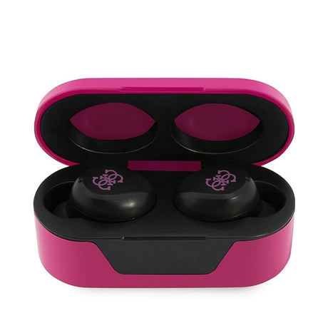 Casti Guess (GUTWST31EM), Bluetooth 5.0, TWS, USB-C, with LED Display, Docking Station, IPX4, Magenta