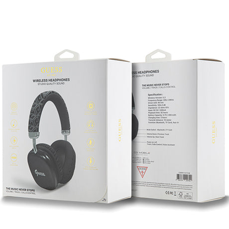 Casti Guess Wireless GCUBE Metallic Script Logo (GUBHK1GCTCSK), Over-ear Headset, Bluetooth 5.3, 400mAh, Negru