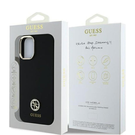 Husa de protectie Guess Silicone Logo Strass 4G (GUHCP16SM4DGPK) compatibil cu iPhone 16, Negru