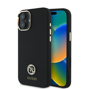 Husa de protectie Guess Silicone Logo Strass 4G (GUHCP16SM4DGPK) compatibil cu iPhone 16, Negru