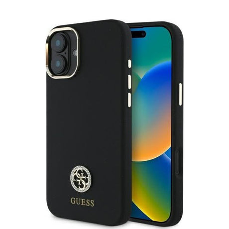 Husa de protectie Guess Silicone Logo Strass 4G (GUHCP16SM4DGPK) compatibil cu iPhone 16, Negru