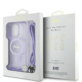 Husa de protectie Guess IML Crossbody Cord Script MagSafe (GUHMP16LHCTSGNSU) compatibil cu iPhone 16 Pro, Mov