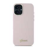 Husa de protectie Guess Silicone Script Metal Logo & Frame (GUHCP16MSMBSLP) compatibil cu iPhone 16 Plus, Roz